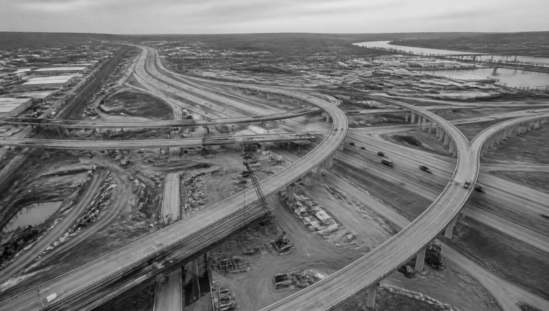 Highway interchange infrastructure viewed from above